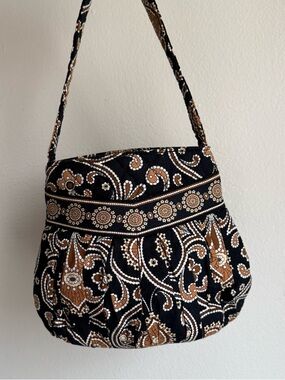 Vera Bradley Black and Brown Paisley Quilted Shoulder Bag